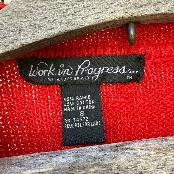 Vintage 90s Work in Progress Red Teddy Bear Christmas Sweater SMALL - Picture 4 of 8